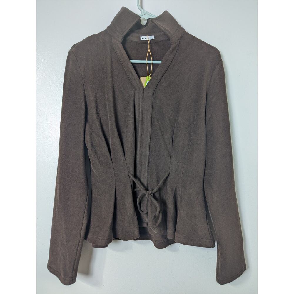 OGL Move Brown V-neck Drawstring Waist Top Pullover Size M Stretch NEW With Tags